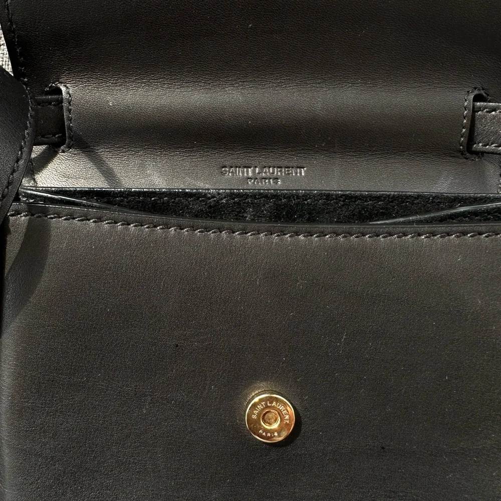 Yves Saint Laurent Black Crossbody Bag with Gold Logo - Picture 3 of 6